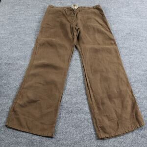 Vintage Y2K Juicy Couture Pants Womens Medium Wide Leg Linen Baggy Boho Brown